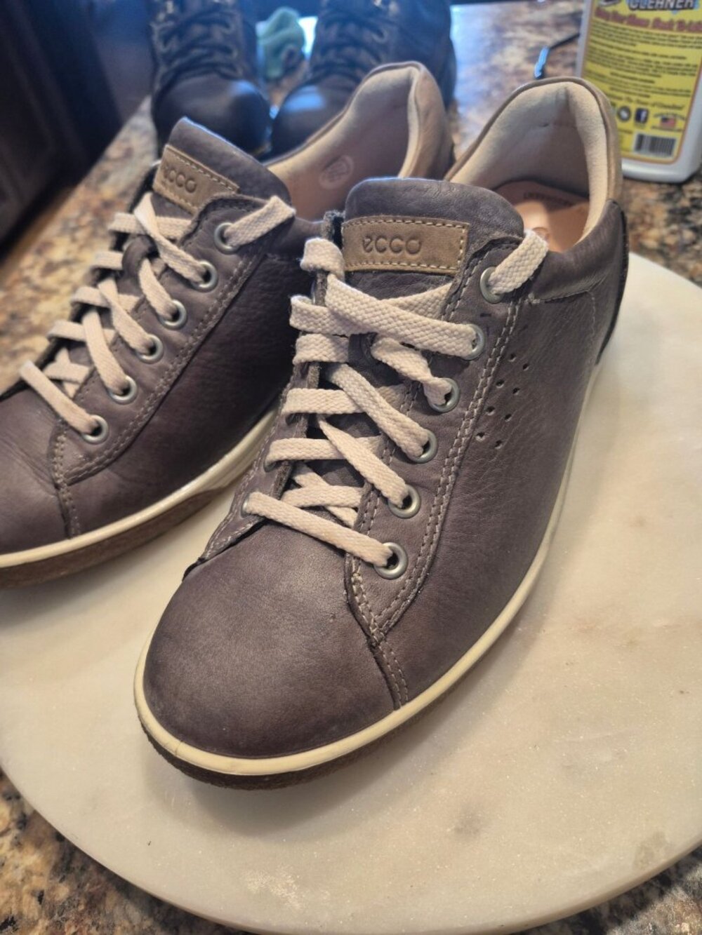 Ecco Gray Leather Casual Lace-Up Shoes Size 39 - Picture 4 of 7